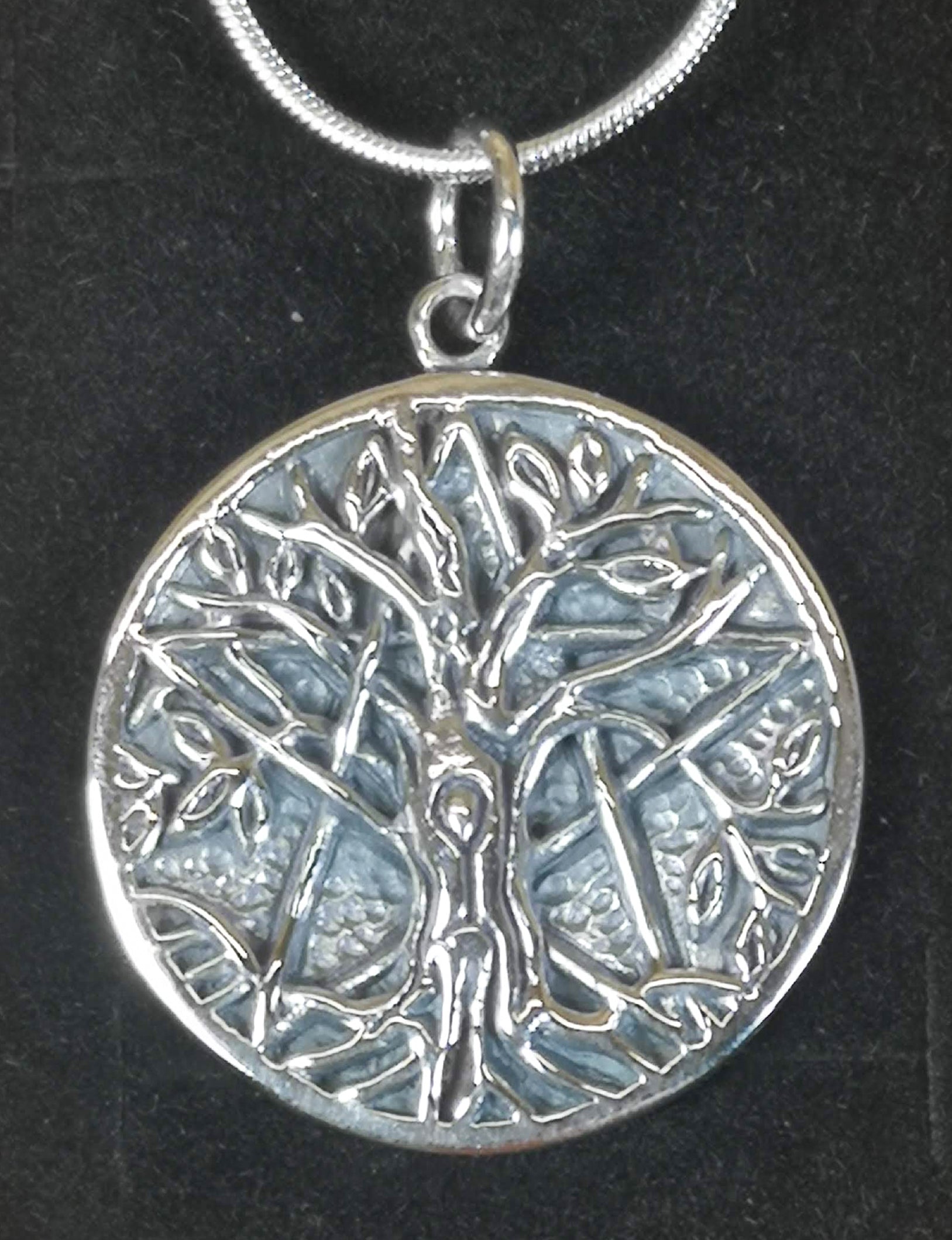 Tree of Life pendant with a Pentagram and 18" necklace. Solid Silver