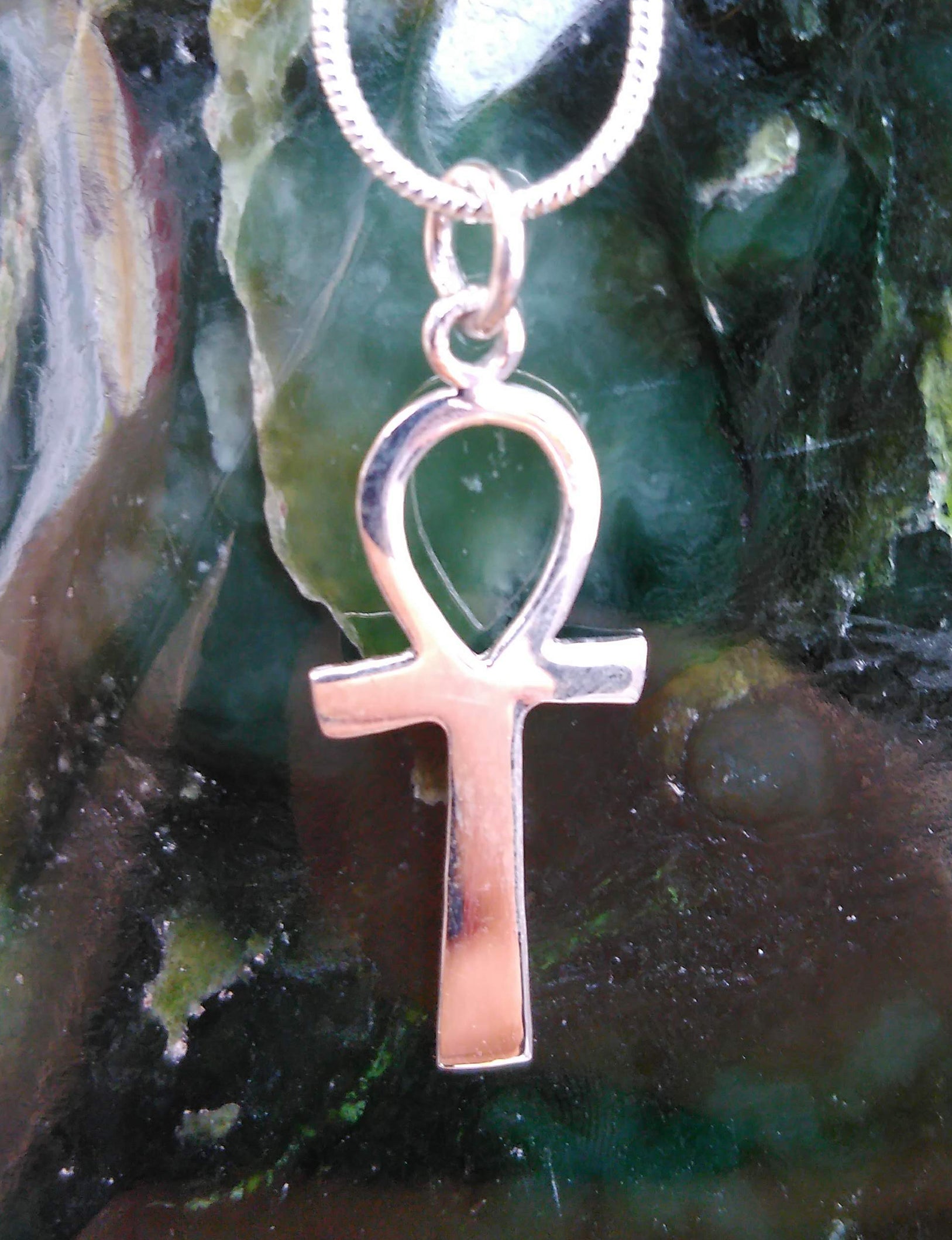 Ankh Necklace in 925 Sterling Silver on an 18" Silver Snake Chain
