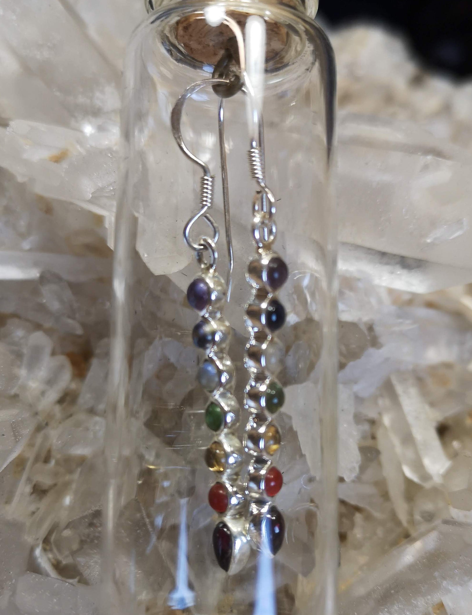 Awesome Chakra Stone Earrings in sterling silver