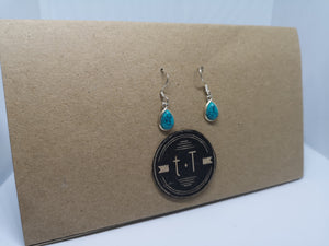 Teardrop Gemstone Silver Earring, in Turquoise, Labradorite, Amber, Rainbow Moonstone and several others